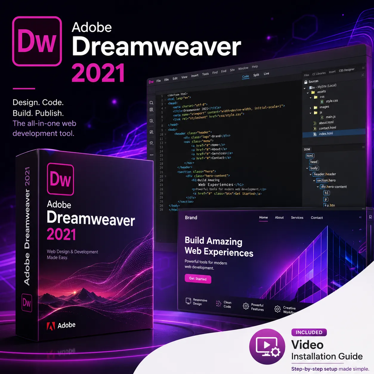 Adobe Dreamweaver 2021 with Video Installation Guide