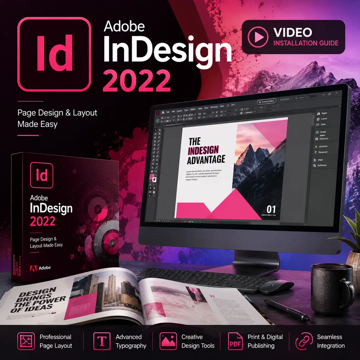 Adobe InDesign 2022 with Video Installation Guide