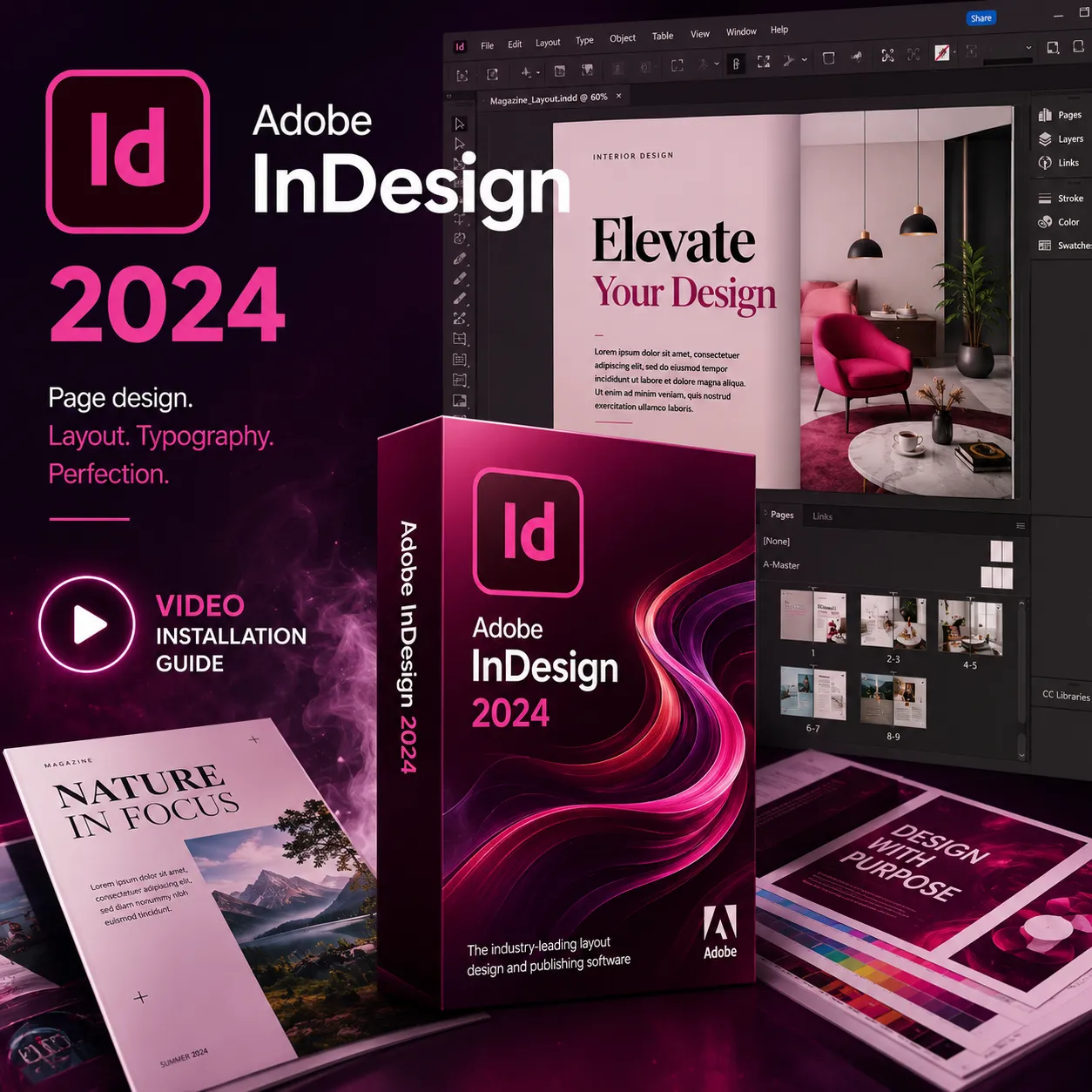 Adobe InDesign 2024 with Video Installation Guide