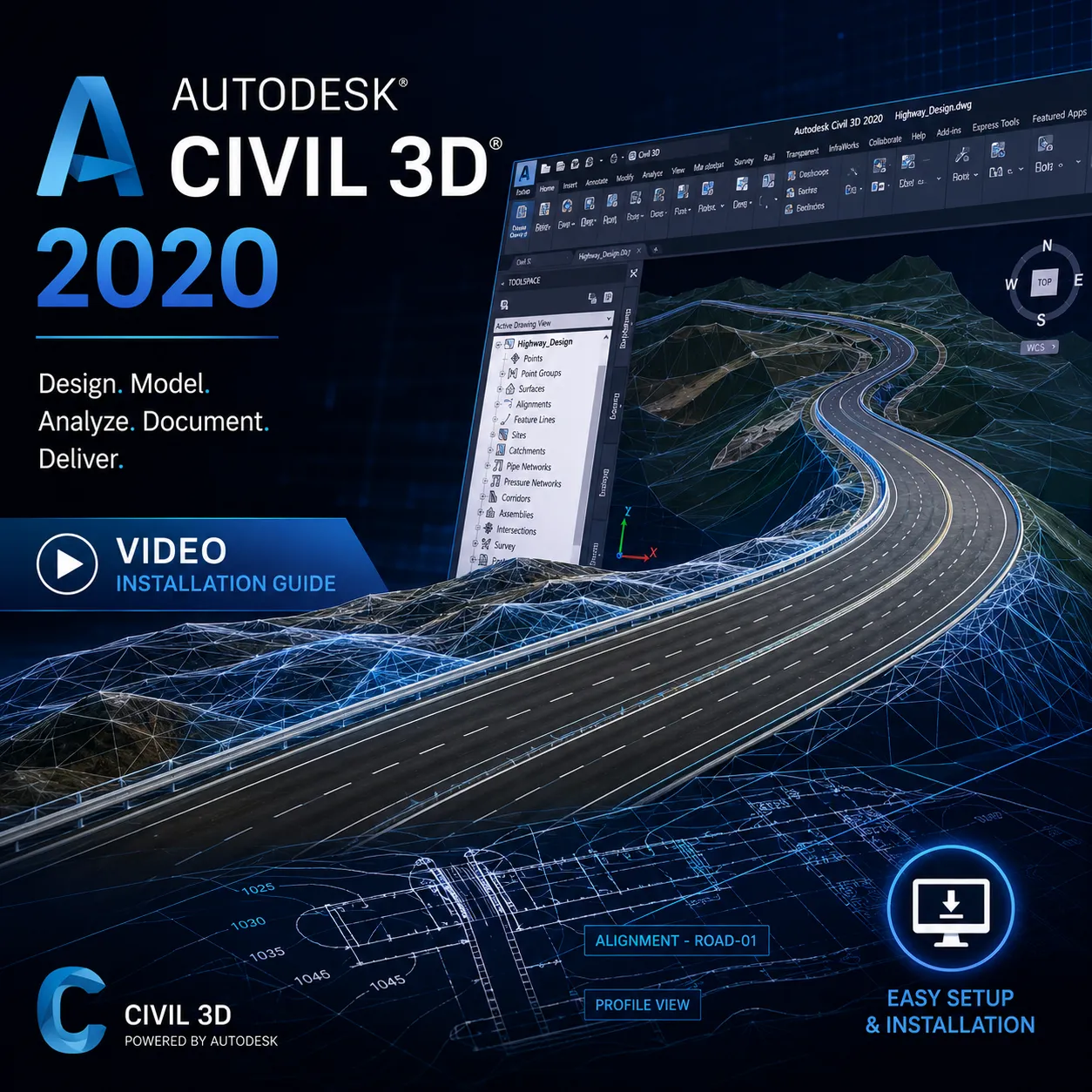 Autodesk Civil 3D 2020 with Video Installation Guide 