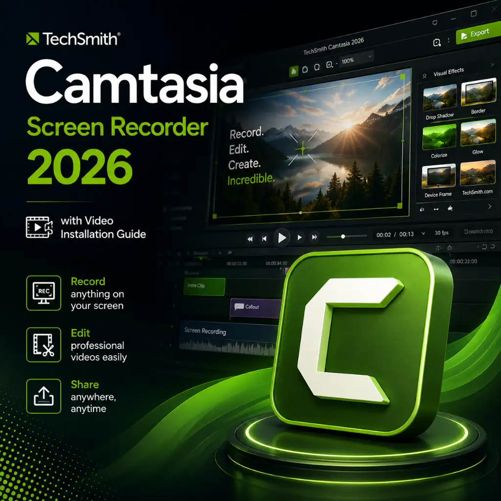 Camtasia Screen Recorder 2026 with Video Installation Guide 