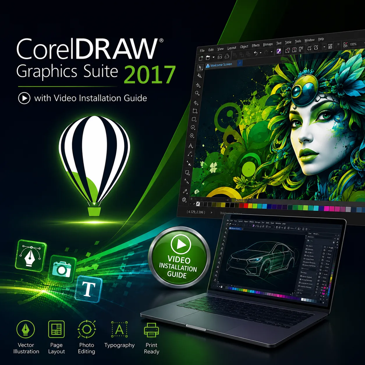 CorelDRAW Graphics Suite 2017 with Video Installation Guide