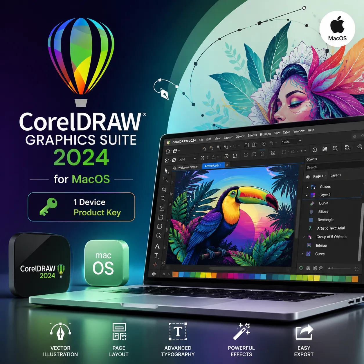 CorelDRAW Graphics Suite 2024 for MacOS - 1 Device Product Key