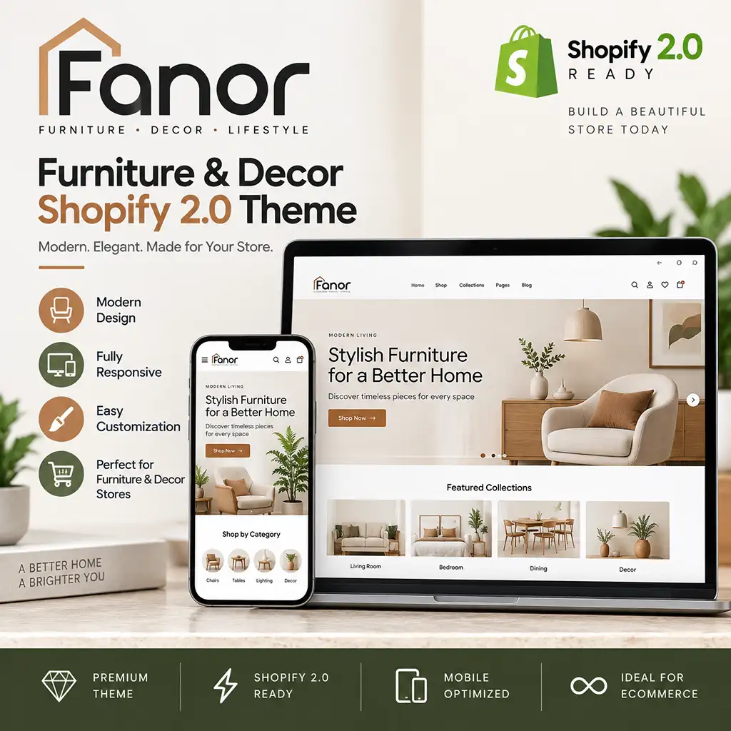 Fanor – Furniture & Decor Shopify 2.0 Theme | Premium eCommerce Theme