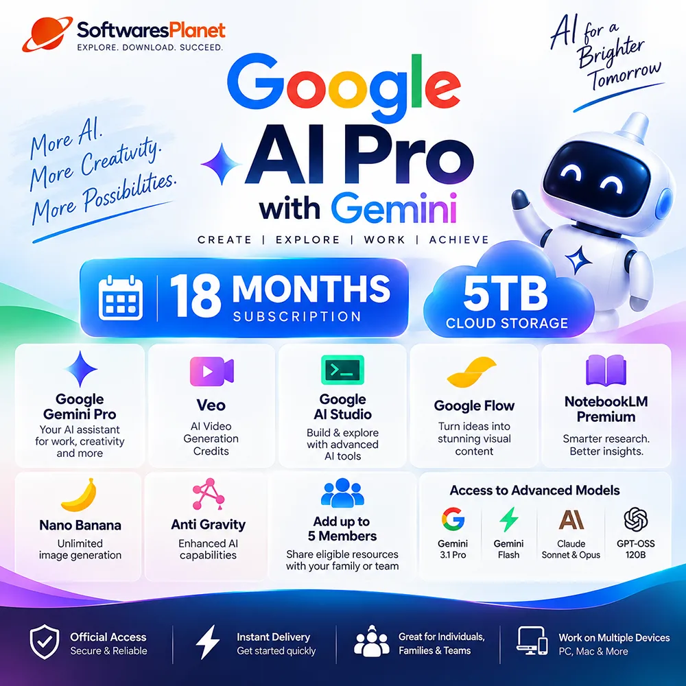 Google AI Pro with Gemini | 18 Months | 5TB Cloud Storage