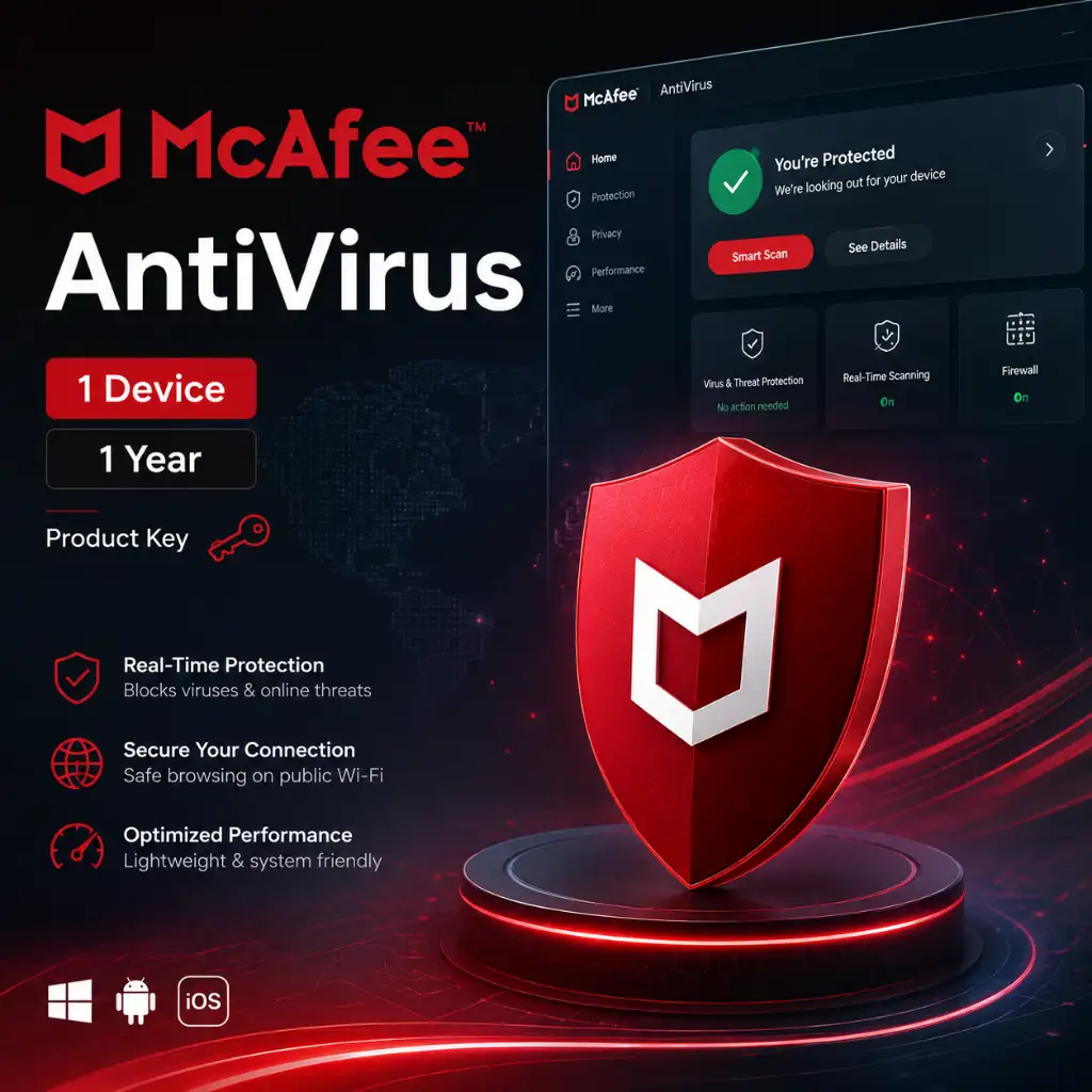 McAfee AntiVirus 1 Device 1 Year Product Key