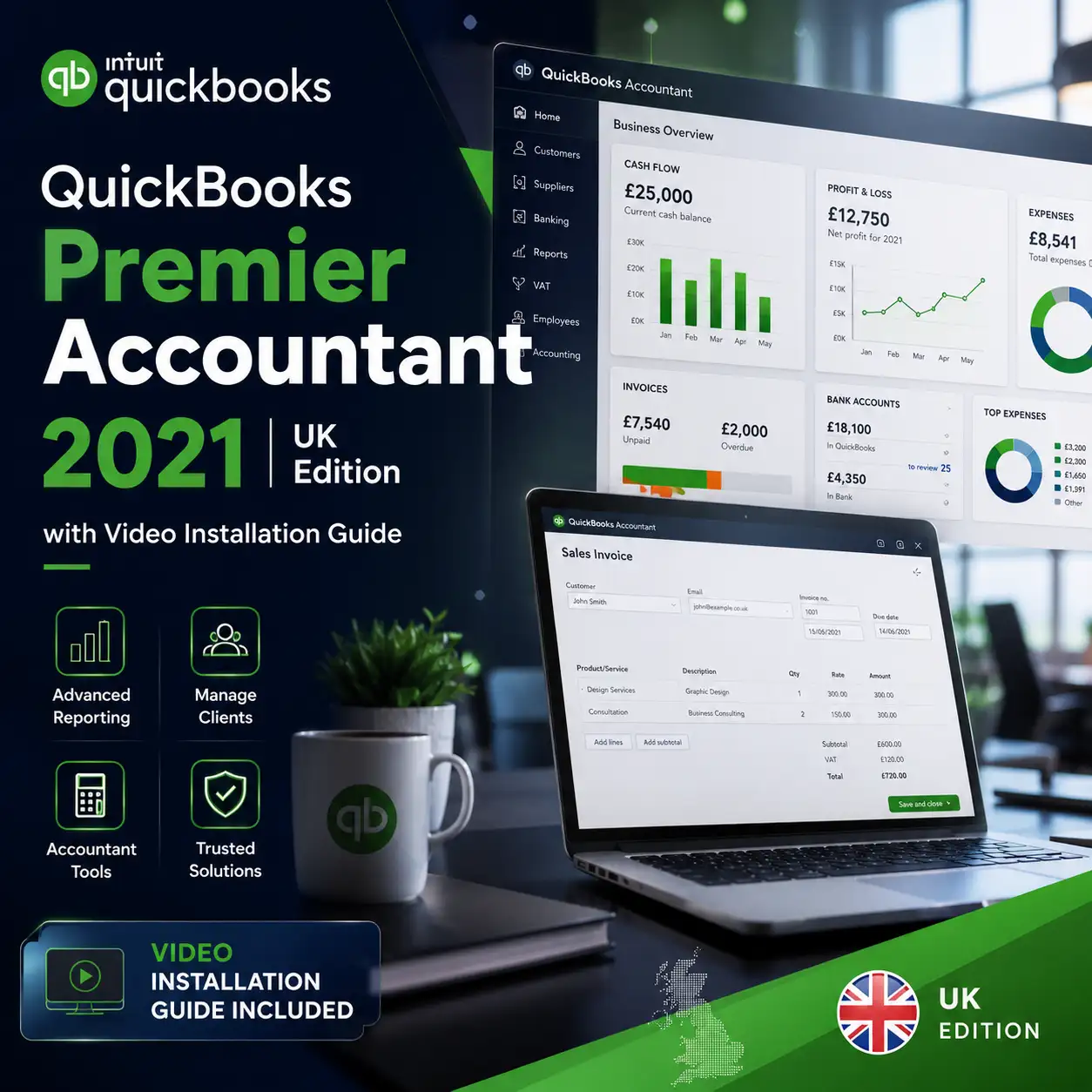 QuickBooks Premier Accountant 2021 UK Edition with Video Installation Guide