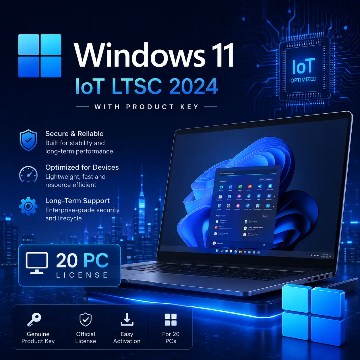 Windows 11 IoT LTSC 2024 with Product Key for 20 PCs