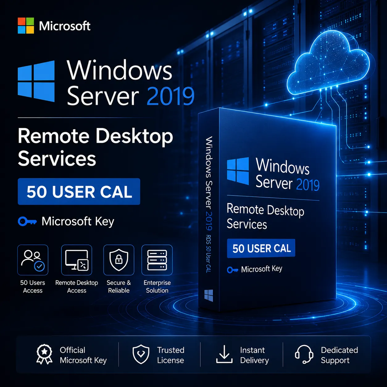 Windows Server 2019 Remote Desktop Services 50 User CAL | Microsoft Key