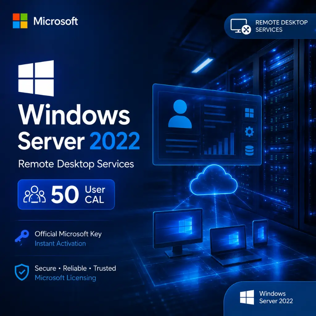 Windows Server 2022 Remote Desktop Services 50 User CAL | Microsoft Key