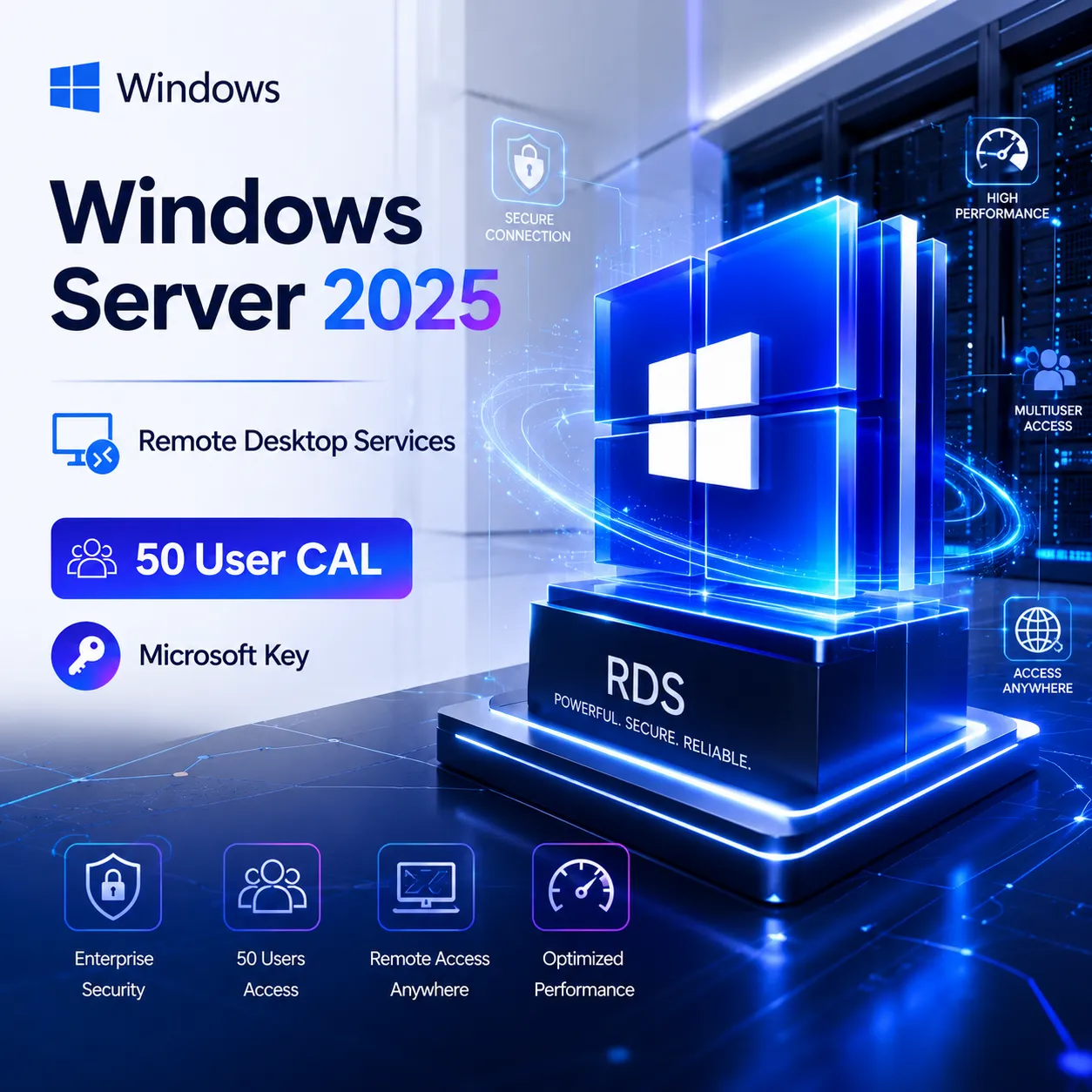 Windows Server 2025 Remote Desktop Services 50 User CAL | Microsoft Key